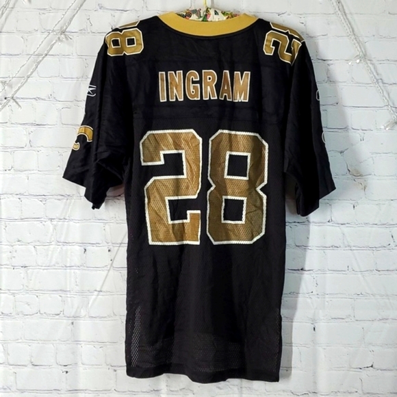 Vintage NFL Reebok Black & Gold Ingram New Orleans Saints 28 Jersey Mens Size S - Picture 10 of 17